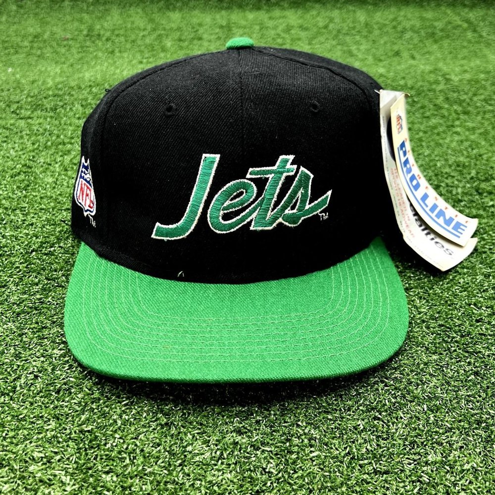 Vintage NY Jets Sports Specialties Script Snapback Hat Cap Black Dome Wool